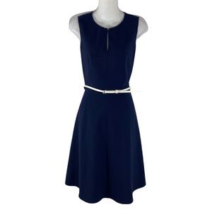 Calvin Klein navy keyhole flare dress